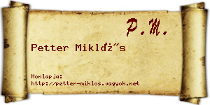 Petter Miklós névjegykártya